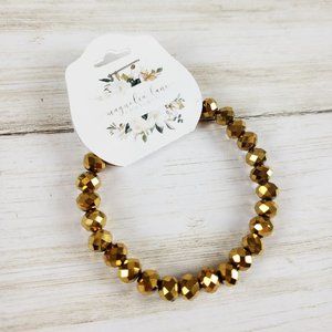 Handmade Stretch 4mm Bead Bracelet - Gold